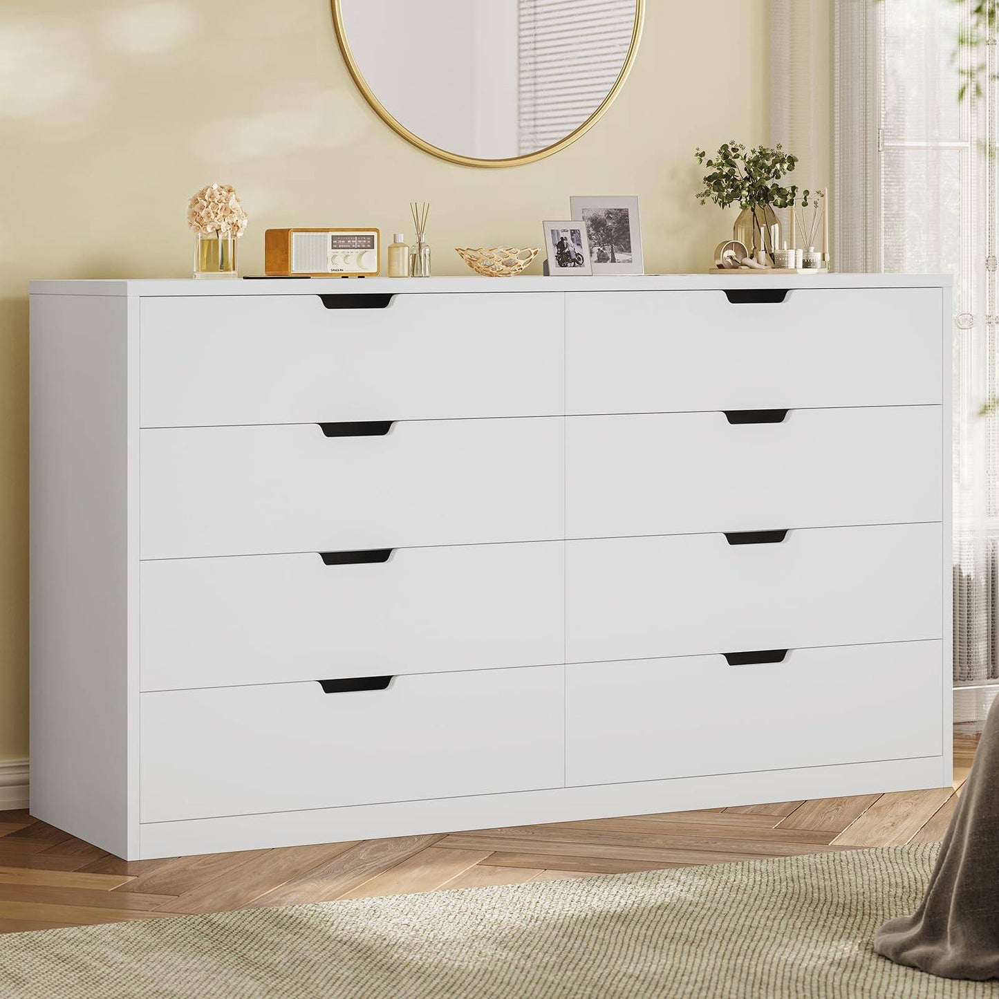 8 Drawers Dresser with Large Capacity White