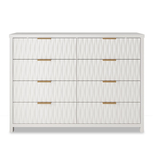 Fluted Dresser with 8 Drawers White