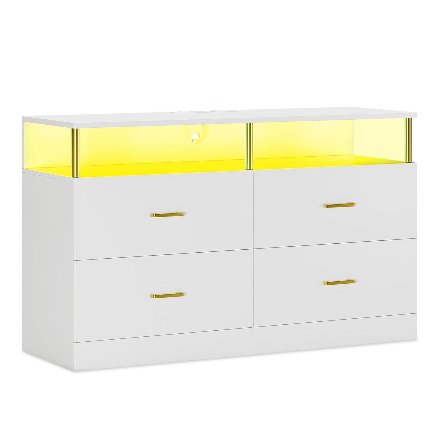 Dresser with 4 Drawers Charging Station White