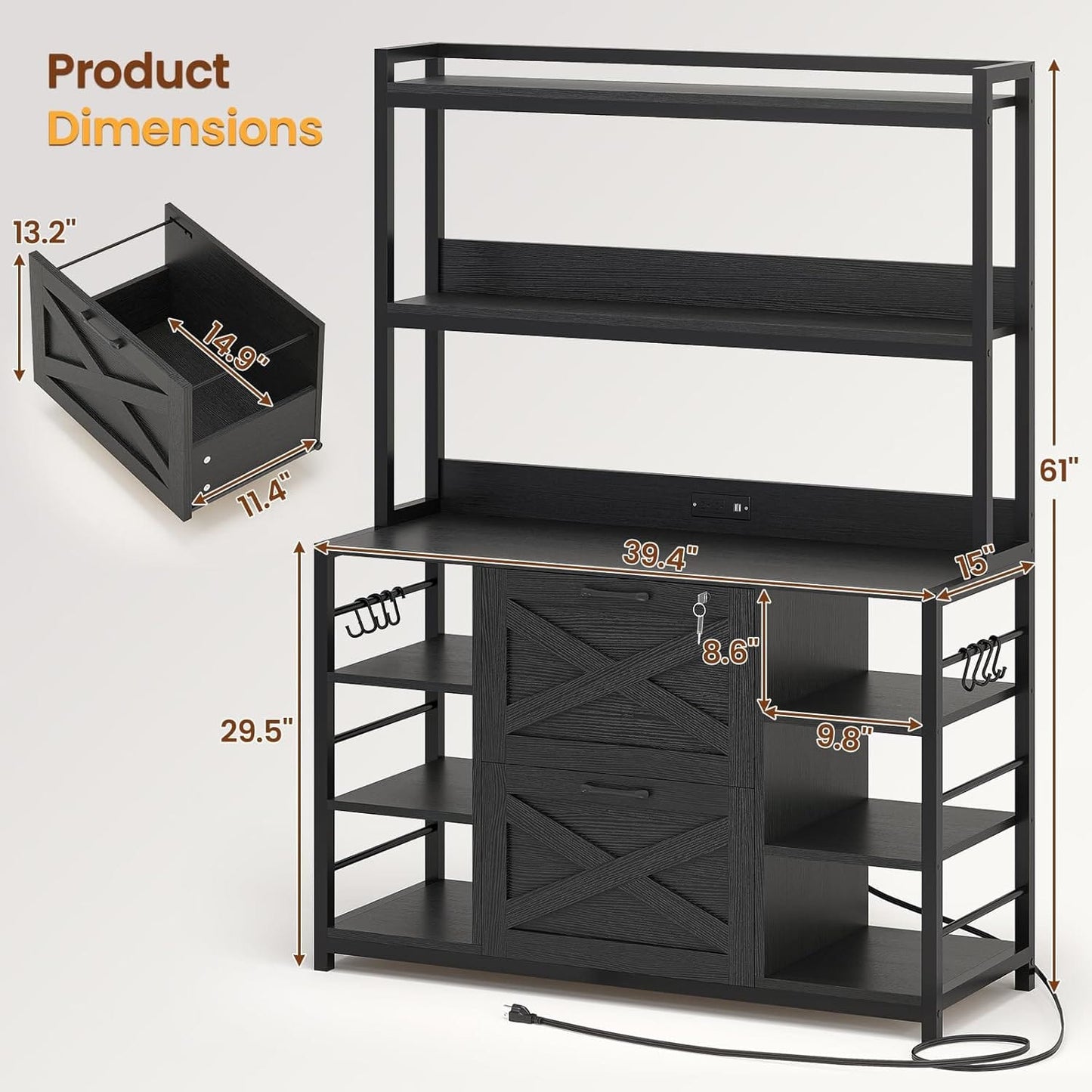 File Cabinet with Lock Black