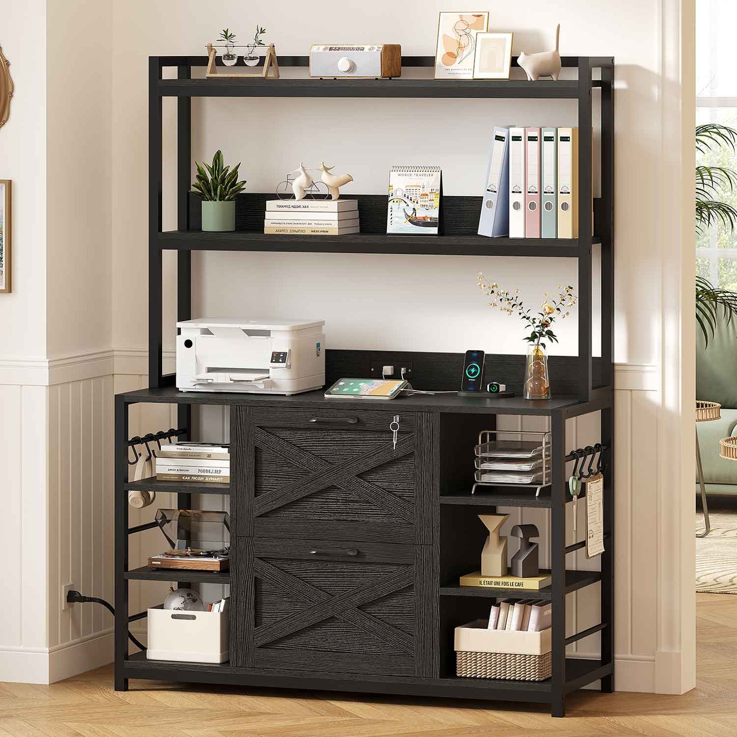 File Cabinet with Lock Black