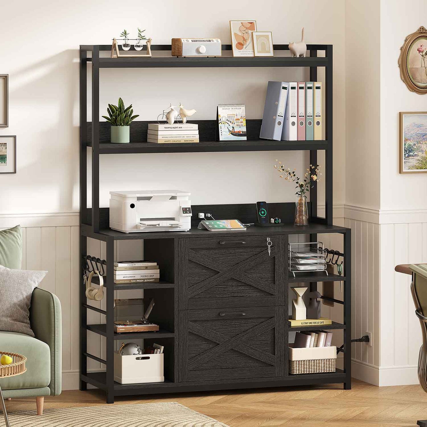 File Cabinet with Lock Black