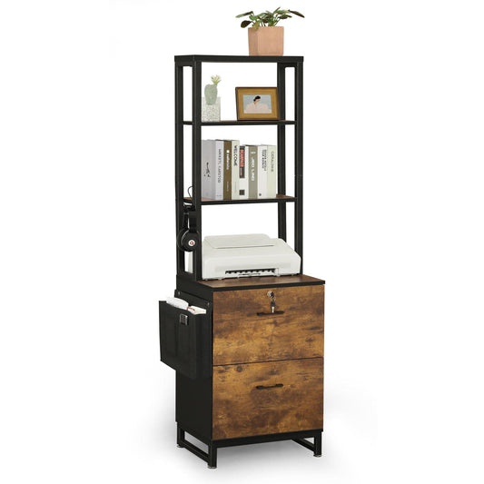 File Cabinet with 2 Drawers Brown