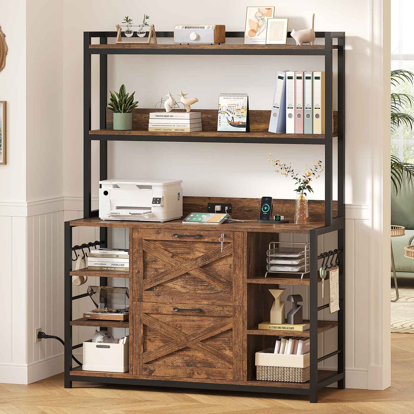 File Cabinet with Lock Brown