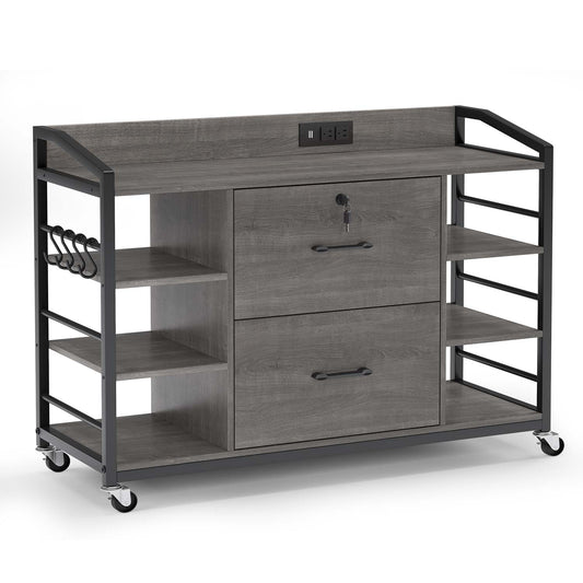 44 Inches File Cabinet with 2 Drawers Grey