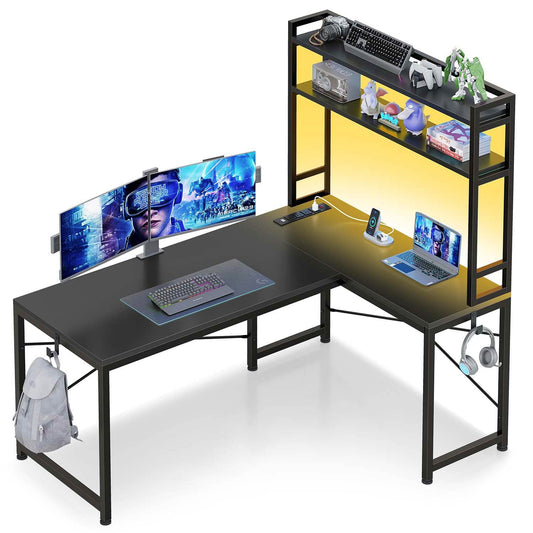45.3 Inches LED Reversible Gaming Desk Black