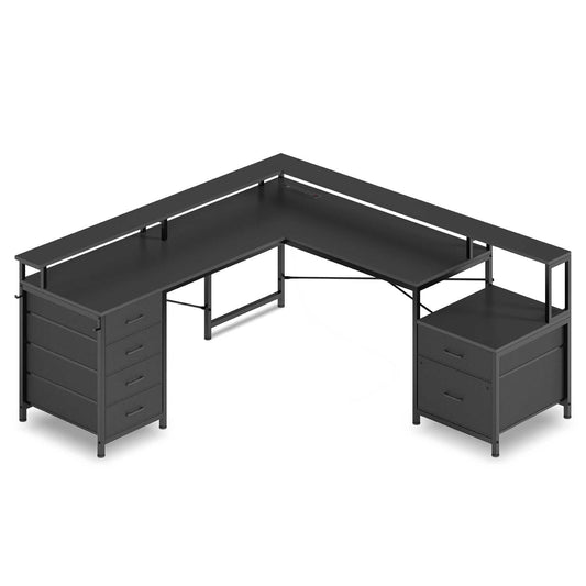 108 Inches  LED 2 Person Gaming Desk Black