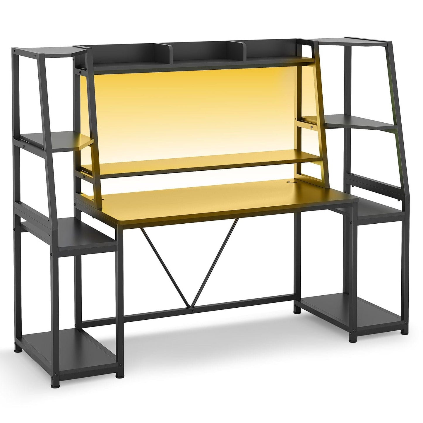 65.7 Inches LED Gaming Desk Black