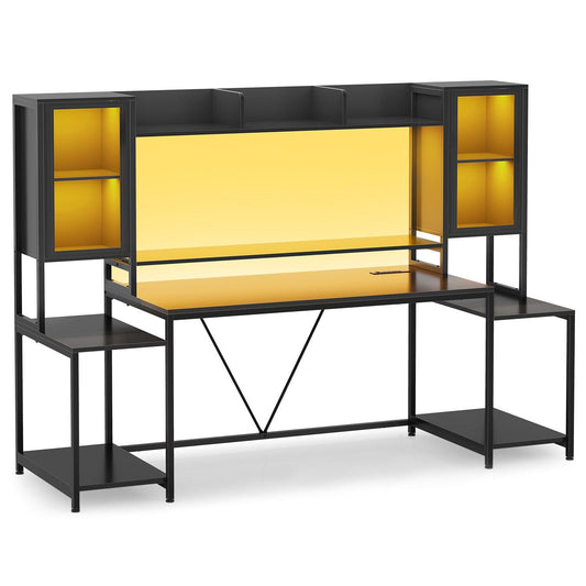 74.8 Inches Ergonomic Gaming Desk Black
