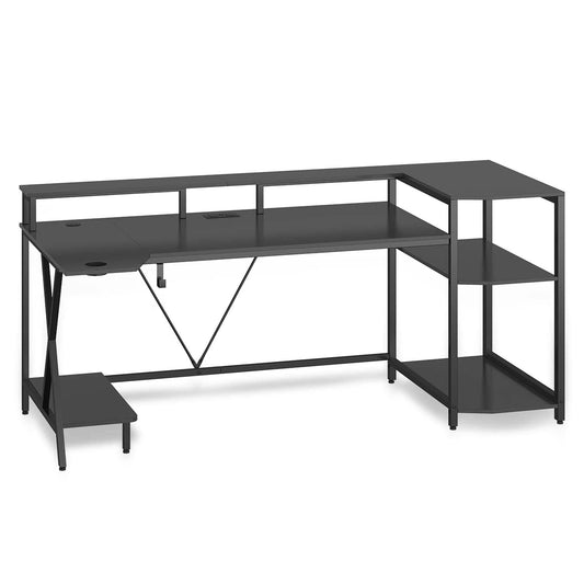 70.8 Inches Large PC Gamer LED Gaming Desk Black