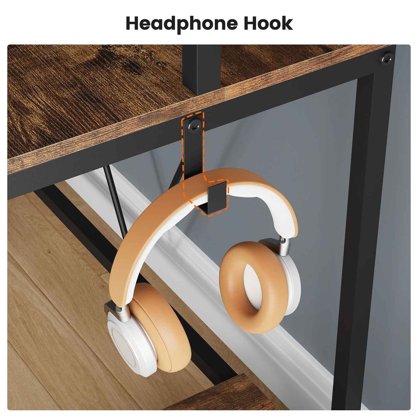 Reversible L-Shaped LED Gaming Desk Brown