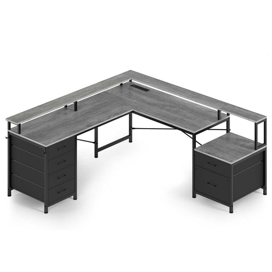 108 Inches  LED 2 Person Gaming Desk Grey