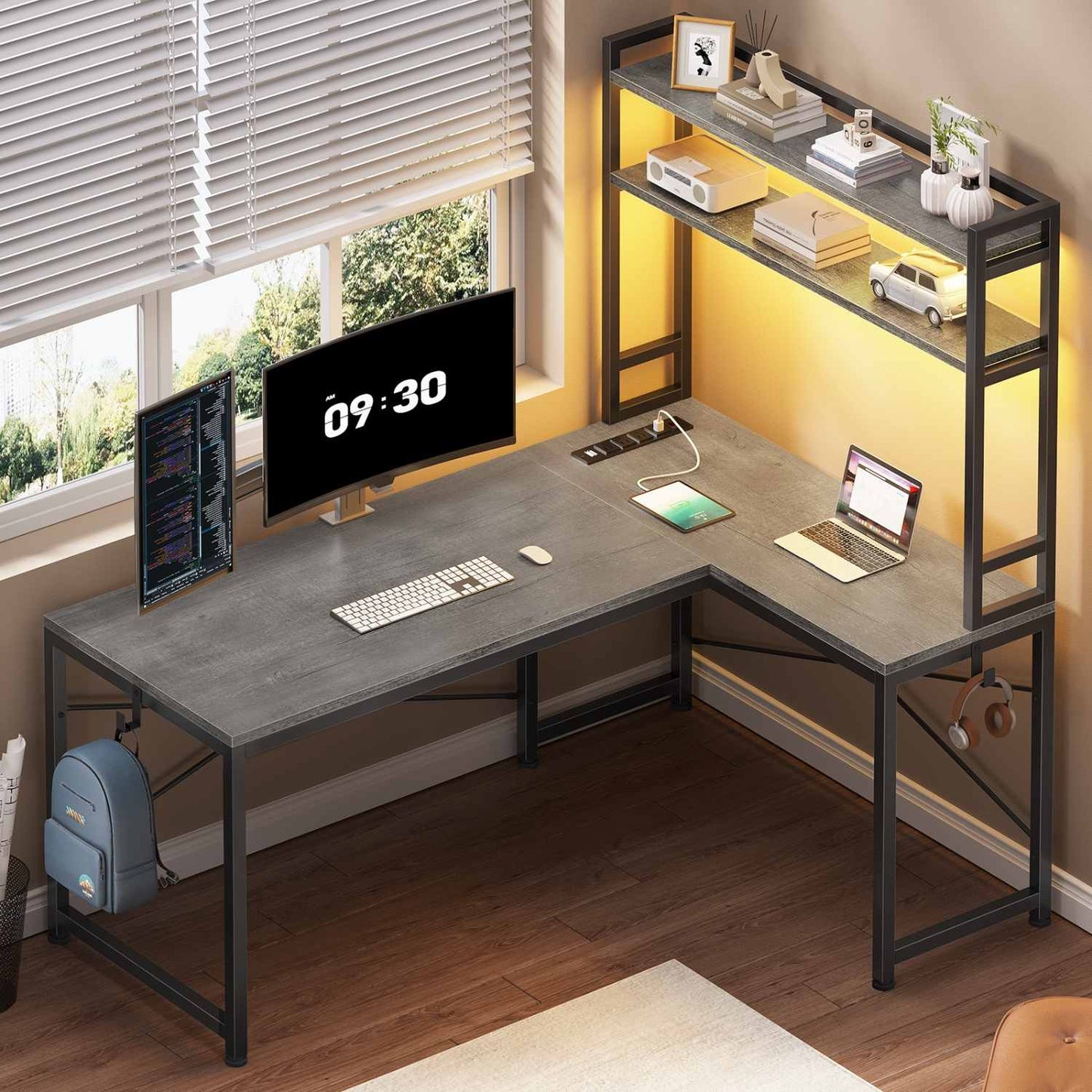 45.3 Inches LED Reversible Gaming Desk Grey