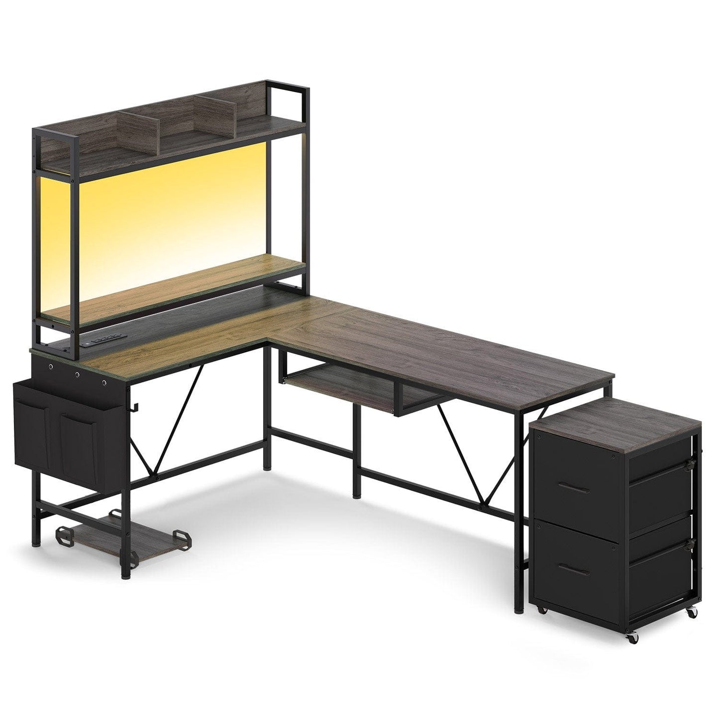 LED Reversible Gaming Desk Grey