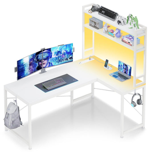 45.3 Inches LED Reversible Gaming Desk White