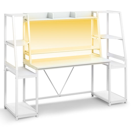 65.7 Inches LED Gaming Desk White