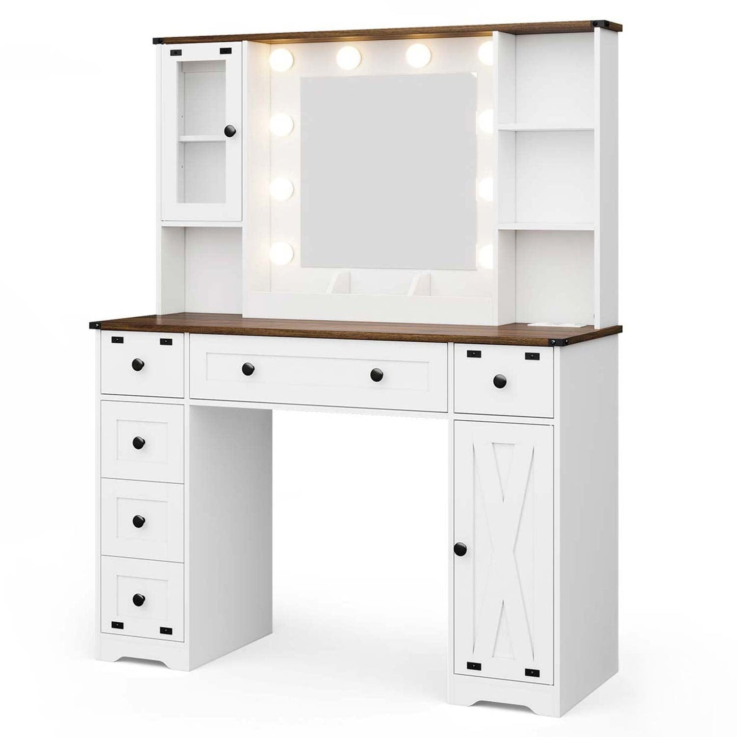 43 Inches Makeup Vanity with Lighted Mirror White