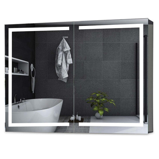 2 Doors LED Medicine Cabinet with Mirror White