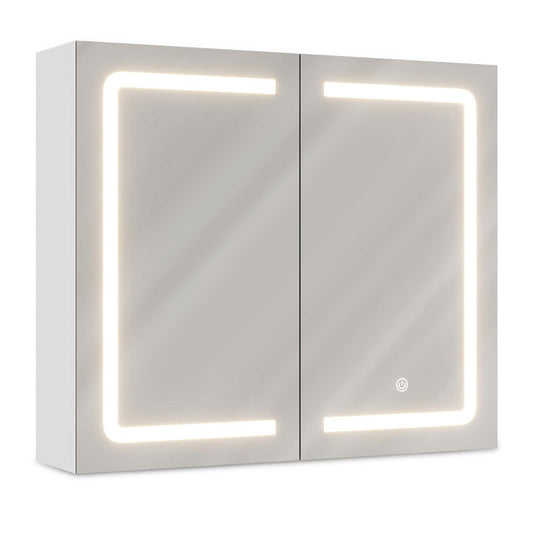 2 Doors Wall Mounted Medicine Cabinet with Mirror White