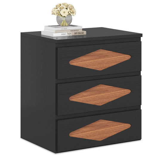 Nightstand with Charging Station Black