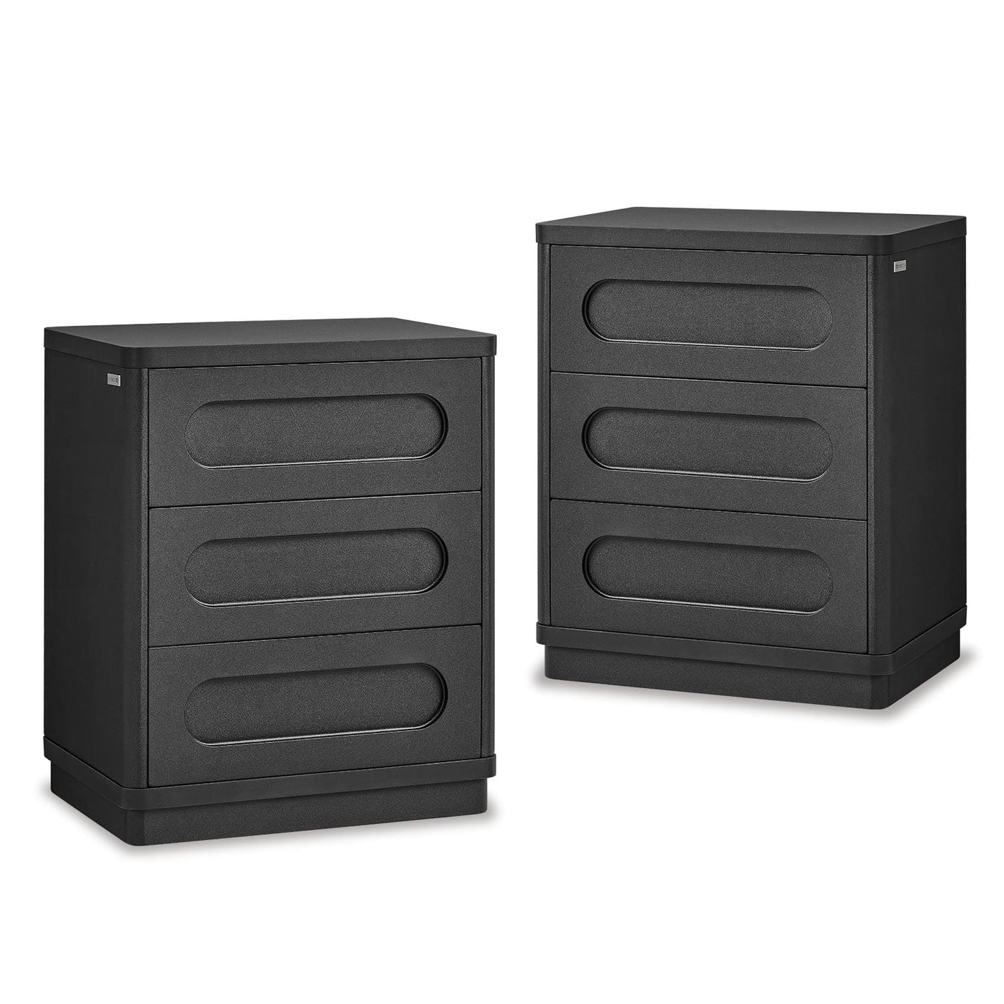 2PCS Nightstand with 3 Drawers Black