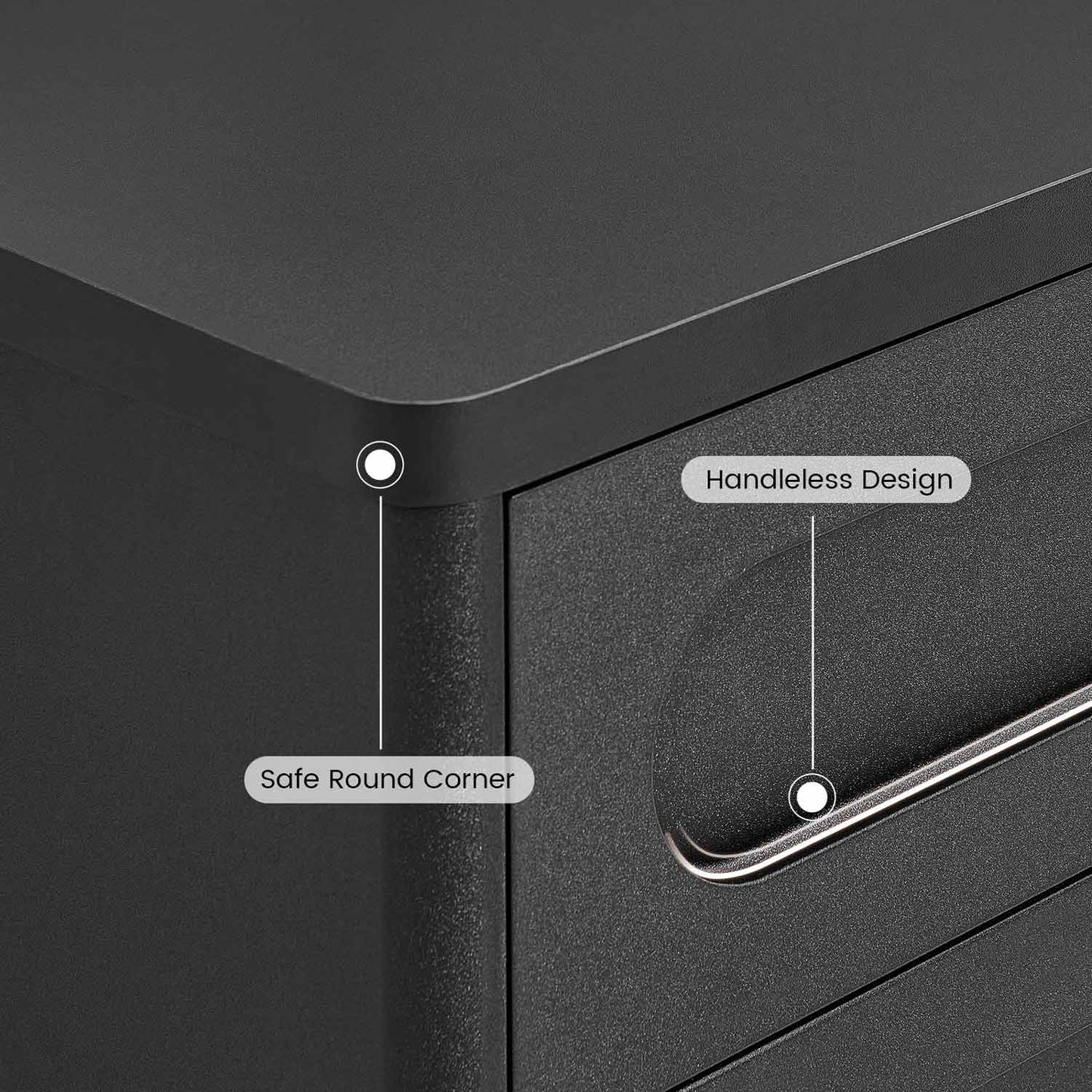 2PCS Nightstand with 3 Drawers Black