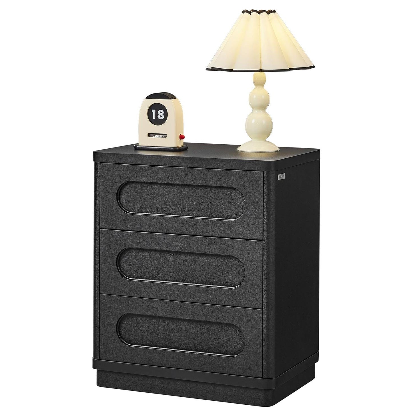 2PCS Nightstand with 3 Drawers Black