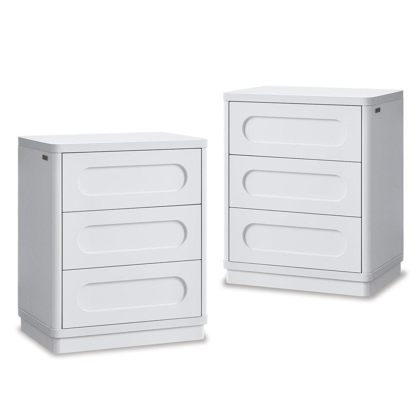 2PCS Nightstand with 3 Drawers White