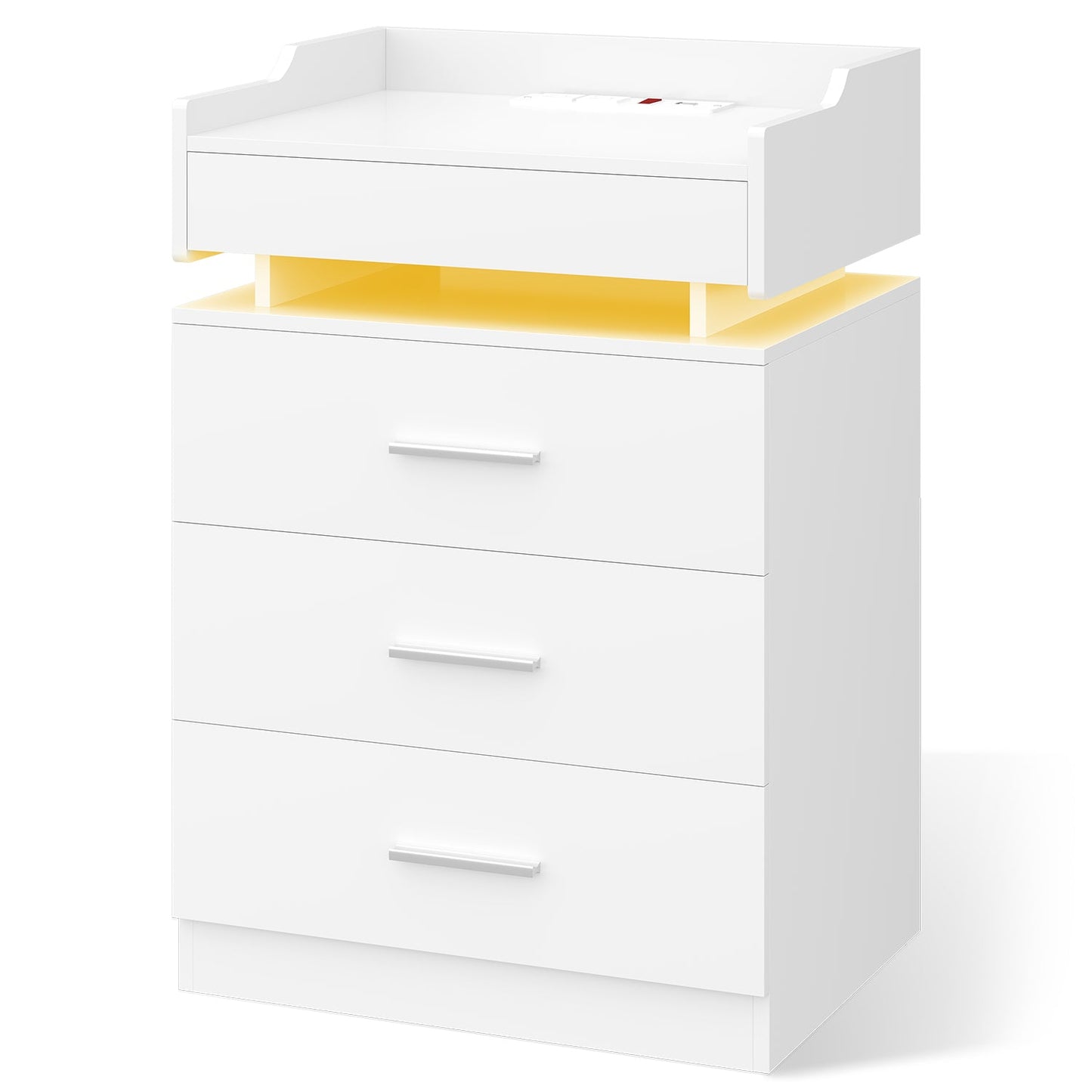 LED Nightstand with Charging Station White