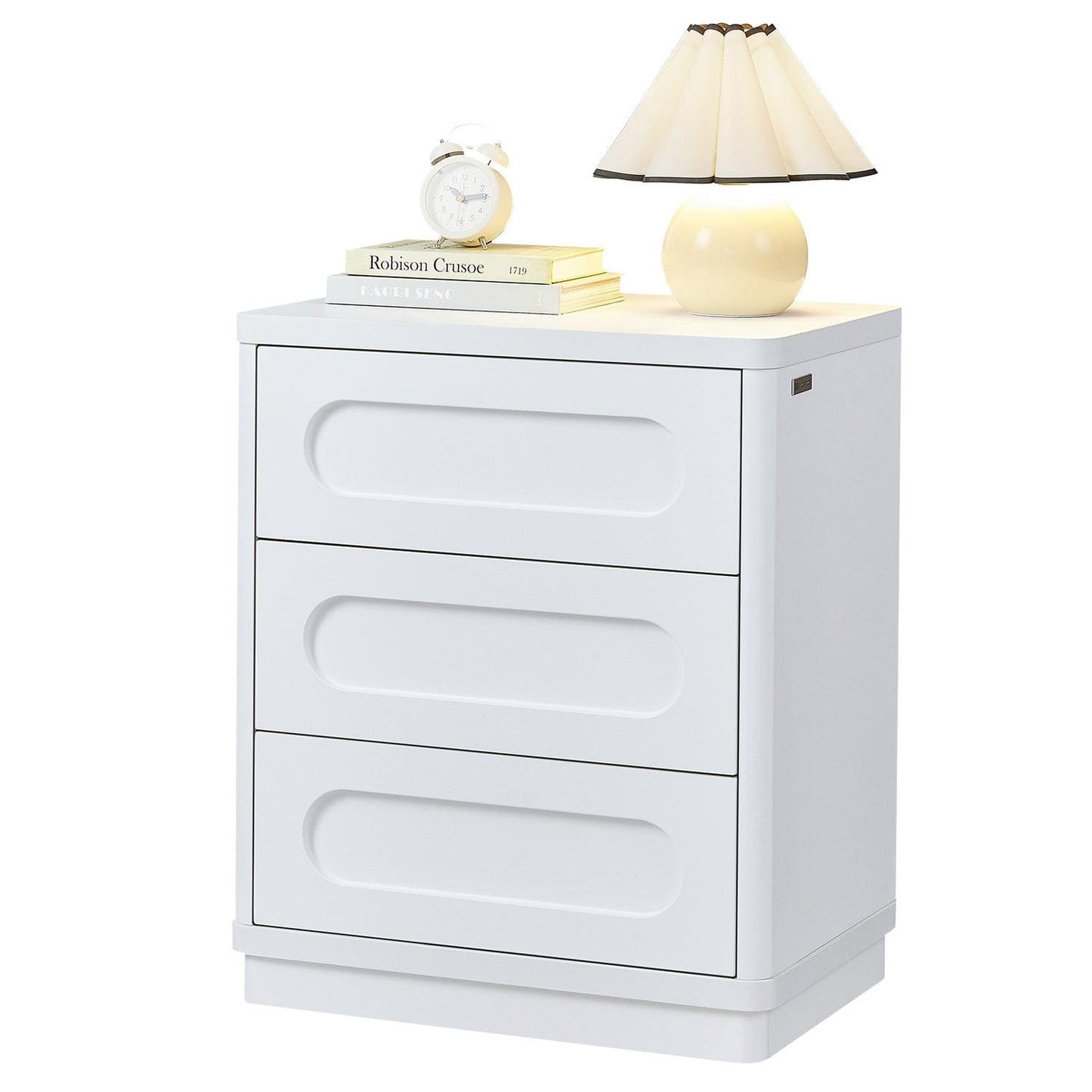 Nightstand with 3 Drawers White