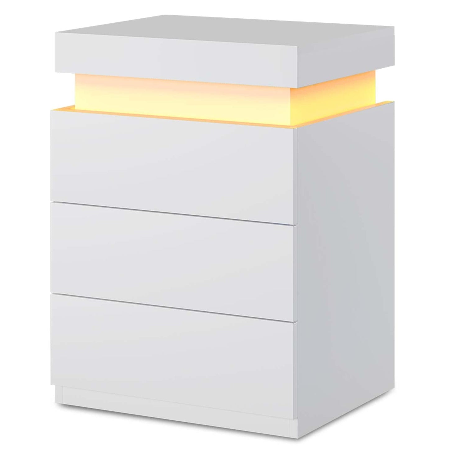 Nightstand with LED Lights Charging Station White