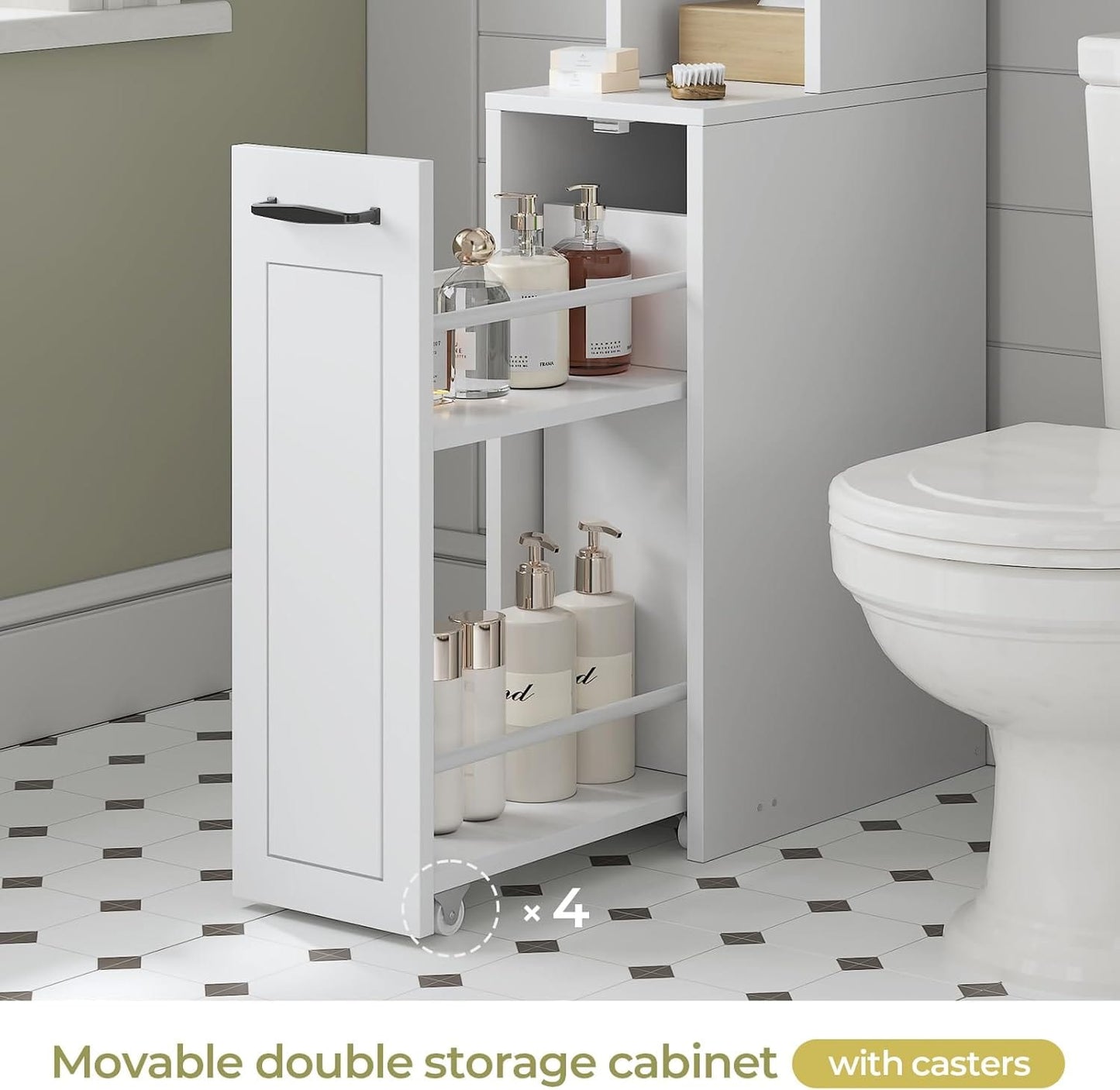 Over The Toilet Storage Cabinet with Pulley White