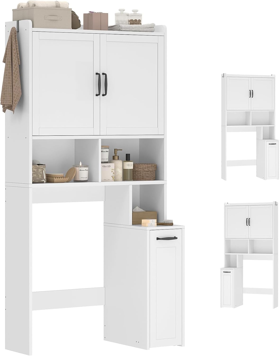 Over The Toilet Storage Cabinet with Pulley White