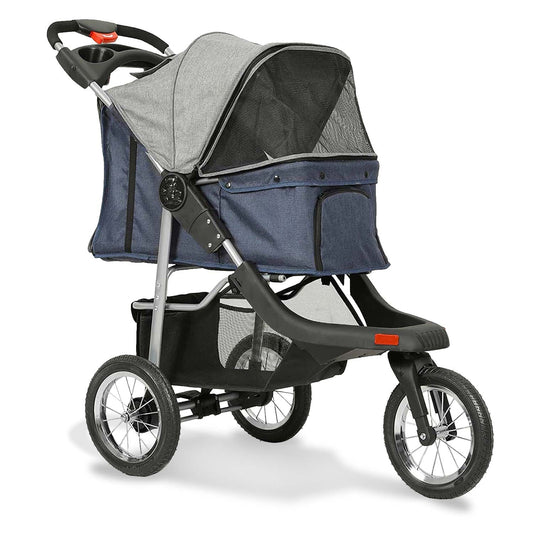 Pet Stroller Folding Traveling Cart Blue Grey