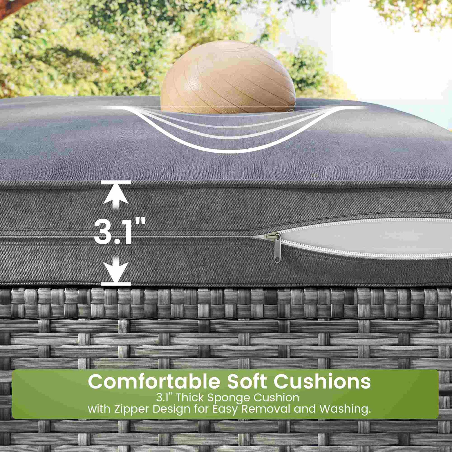 8PCS Rattan Outdoor Sofas Set Grey