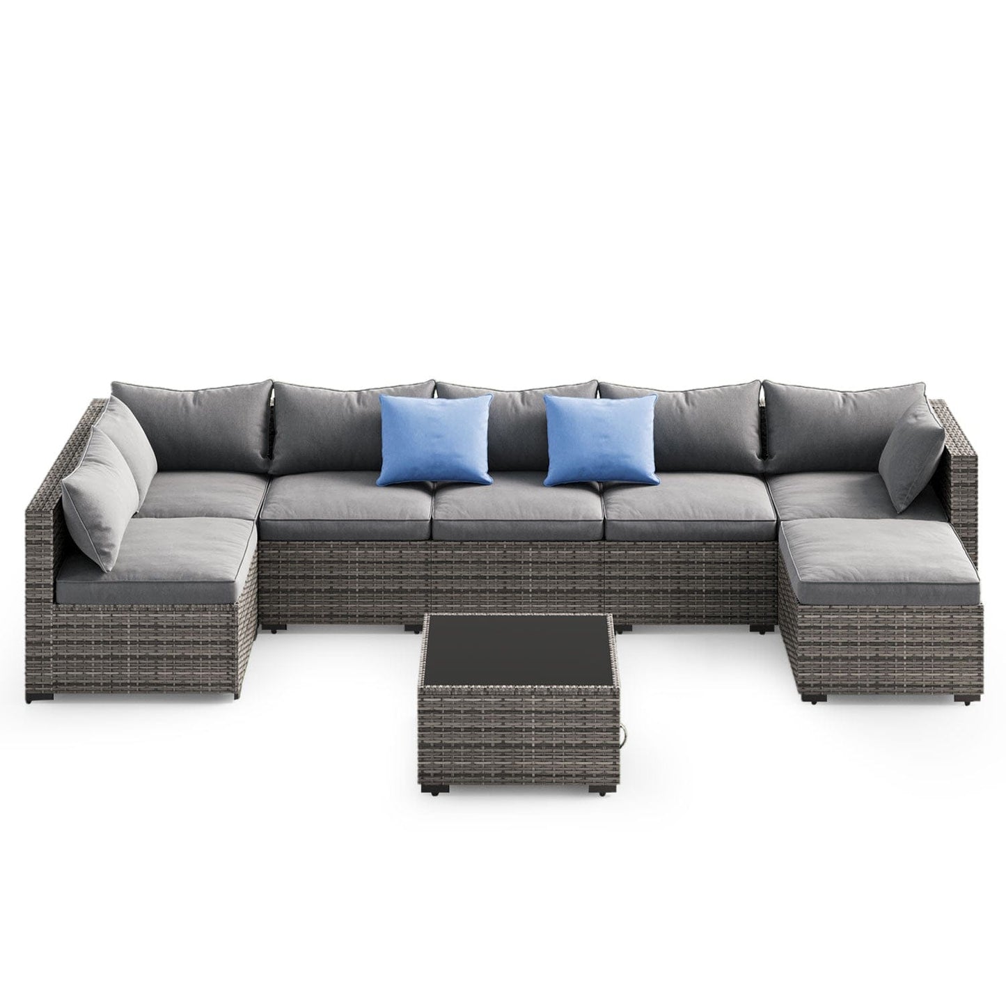 8PCS Rattan Outdoor Sofas Set Grey