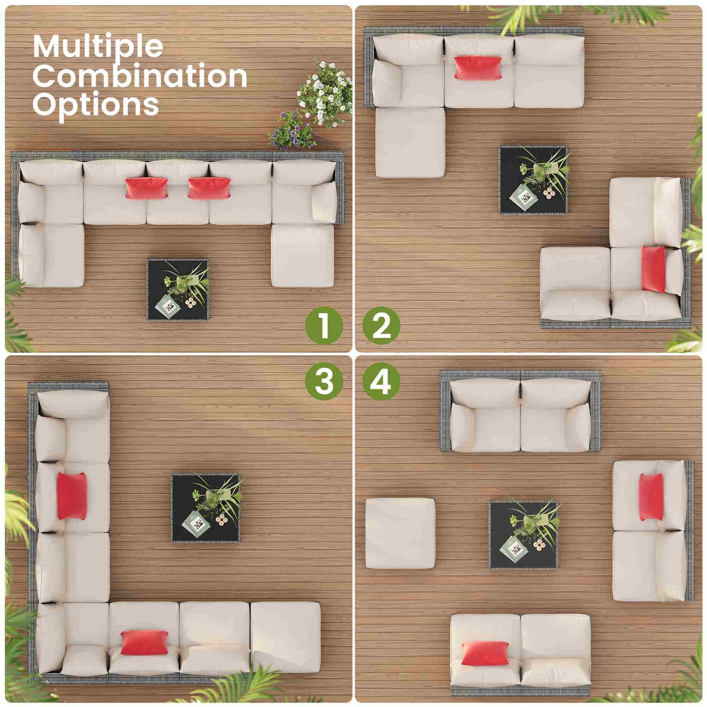 8PCS Rattan Outdoor Sofas Set Beige