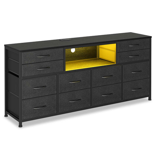 55 Inch LED TV Stand Dresser with Power Outlets Black