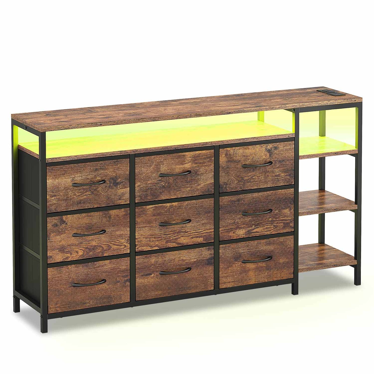 60 Inches LED TV Stand with Charging Station Brown